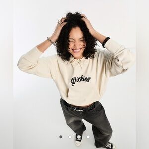 Dickies Mayetta hoodie with script central logo in stone Size Small
